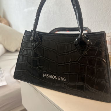 Black Croc-Print Mini Handbag
