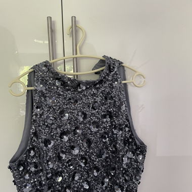 Pailletten Top grau