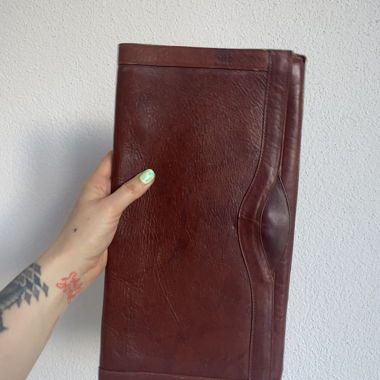 Vintage Clutch aus schokobraunem Leder