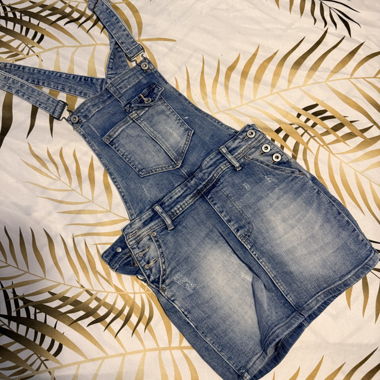 Denim dungaree skirt