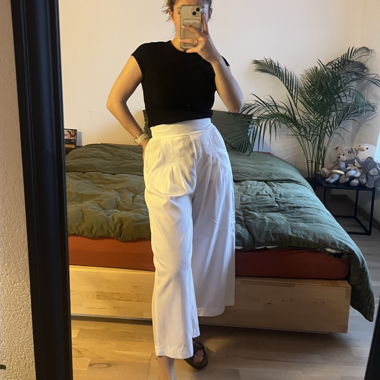 WIDE PANTS - white, summer