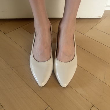 White Gabor Pumps