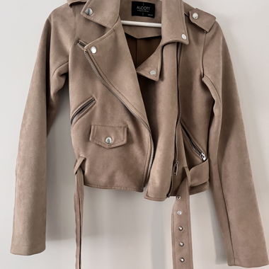 Giacca in pelle scamosciata beige
