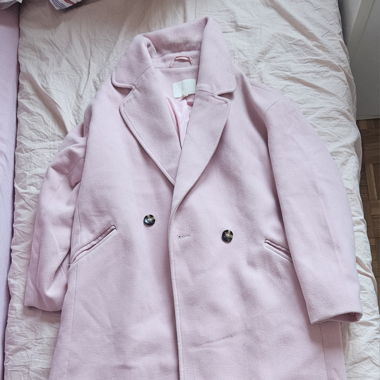 Manteau rose hiver avec ceinture 