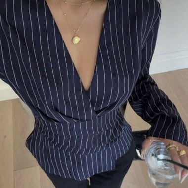 Blouse portefeuille rayée