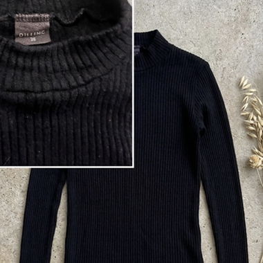 Pull en maille côtelée noir Dilling