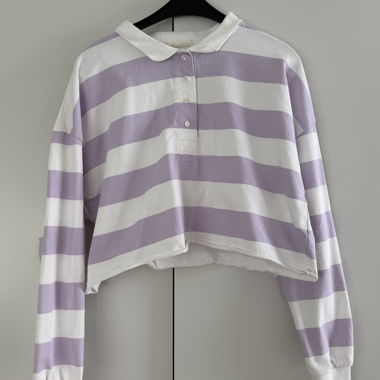 Gestreifter Cropped-Polo-Top