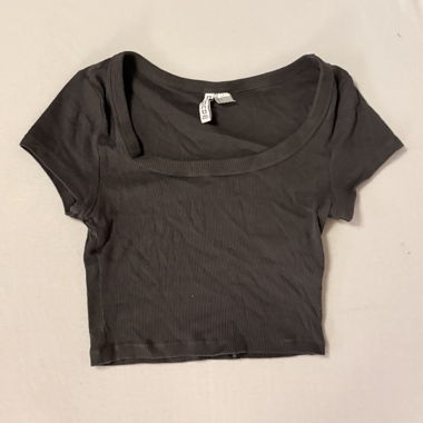 H&M Divided graues Crop Top, Grösse S