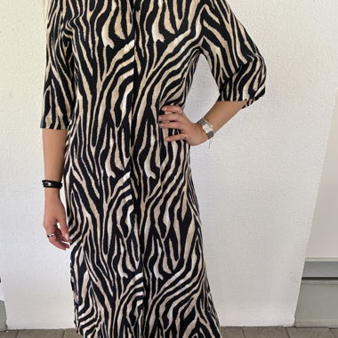 Zebra-pattern Midi Dress