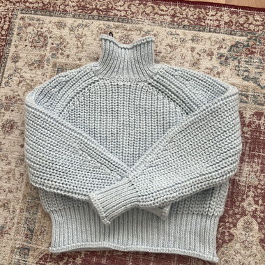 Grobstrick-Pullover hellblau