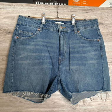 h&m blue high waisted jean shorts