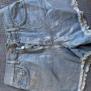Zara Denim metallic silver Shorts