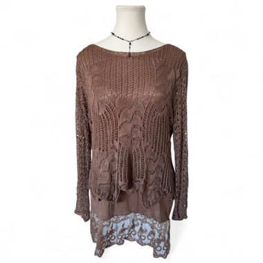 Vintage Crochet Knit Sweater (M)