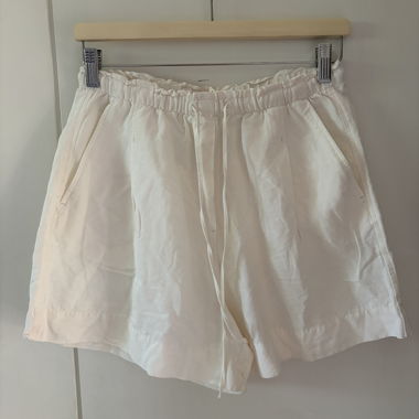 Shorts en mélange de lin blanc