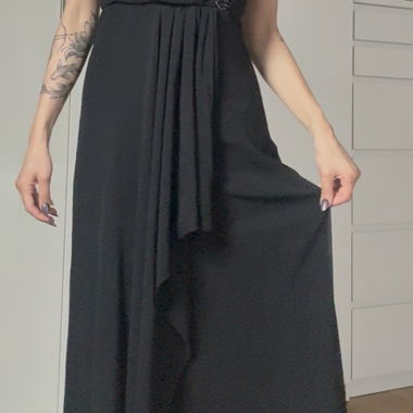 Black sequin evening dress