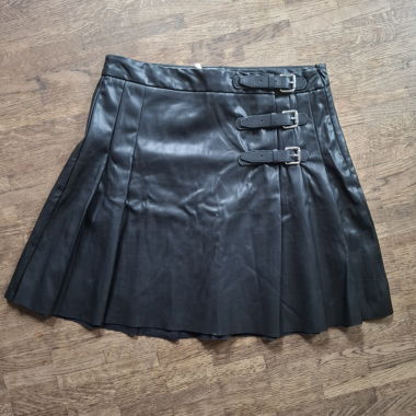Black Faux Leather Skirt S