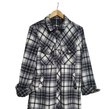 Karierte Damen Jacke schwarz-grau-weiss