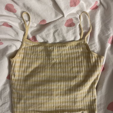 yellow striped strappy crop top