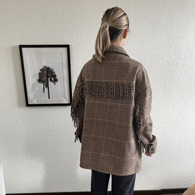 Costes karrierte Jacke mit Fransen
