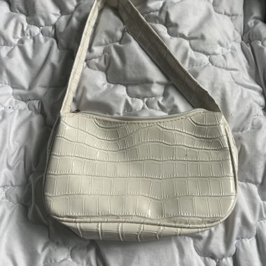 Sac bandoulière blanc effet croco