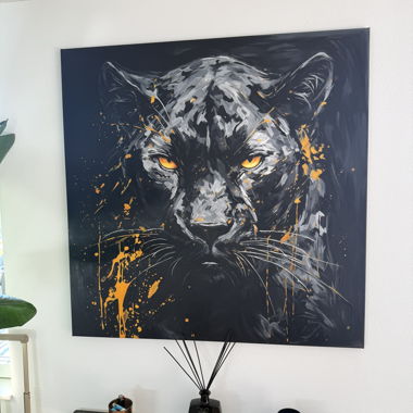 Grande quadro da parete XXL Pantera 120x120 fatto a mano in arte acrilica