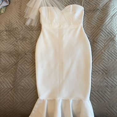 White mini dress with tulle detail