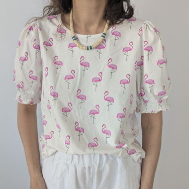 Top con maniche a sbuffo Flamingo M