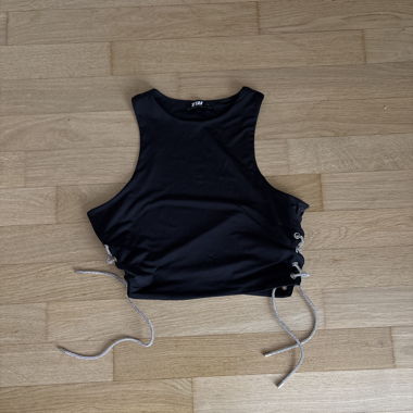 Black lace-up tank top