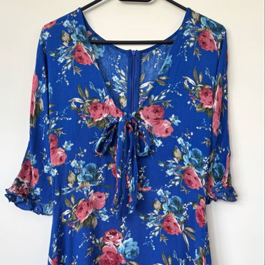 blau Kleid in Blumen S 36