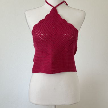 Top fuchsia en crochet
