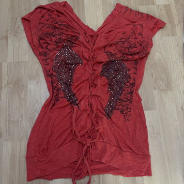 Rotes grafisches Schnür-Top