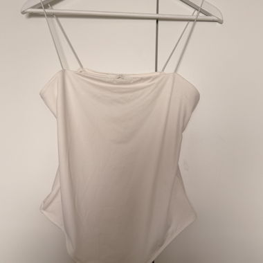 White spaghetti-strap bodysuit