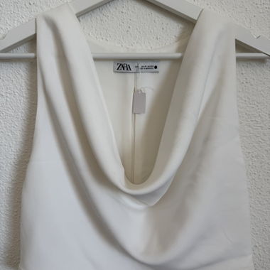ZARA white draped crop top size M