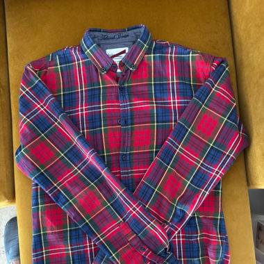 Red denim shirt, vintage, size L