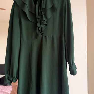 Dark green ruffle dress