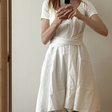 White wrap-back dress