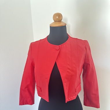 Retro Cropped Blazer, Red, Size XS
