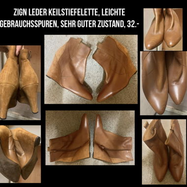SALE!: ZIGN LEATHER WEDGES BOOTS SIZE 38
