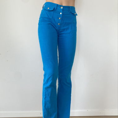 bright blue flared jeans