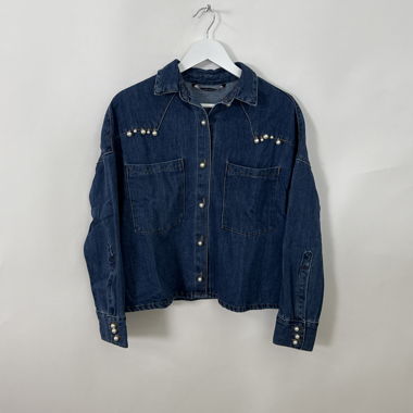 Veste chemise en denim avec perles