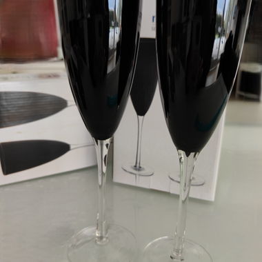 6 calici champagne in vetro nero - elegantissimi