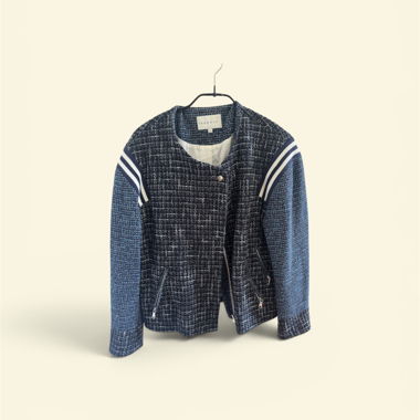 Sandro Bomberjacke aus blauem Tweed
