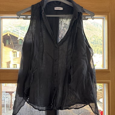 Grau transparente ärmellose Bluse