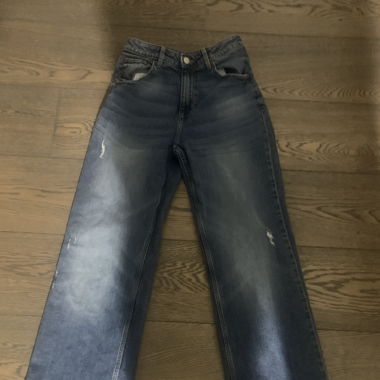 Adjustable low waist vintage baggy blue denims