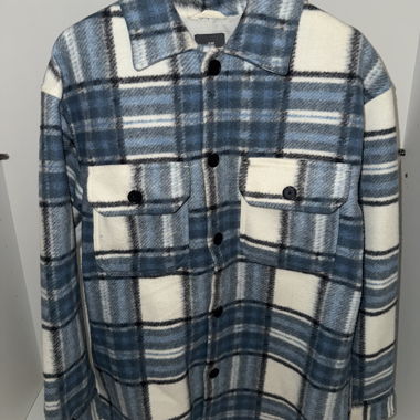 H&M overshirt blue-white check pattern