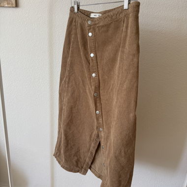 Mango cord skirt mid length in camel