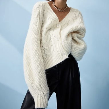 Cardigan H&M in misto alpaca lavorazione a trecce XS