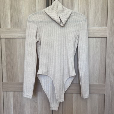 Beige turtleneck bodysuit