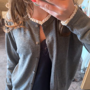 Cardigan en maille gris Zara avec dentelle