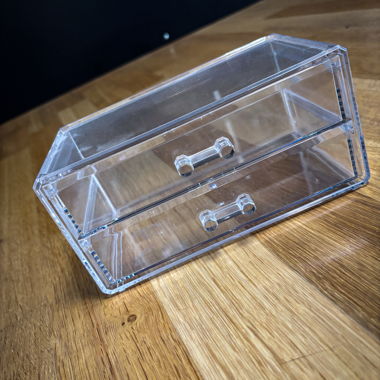 Rangement maquillage en plastique avec 2 tiroirs
